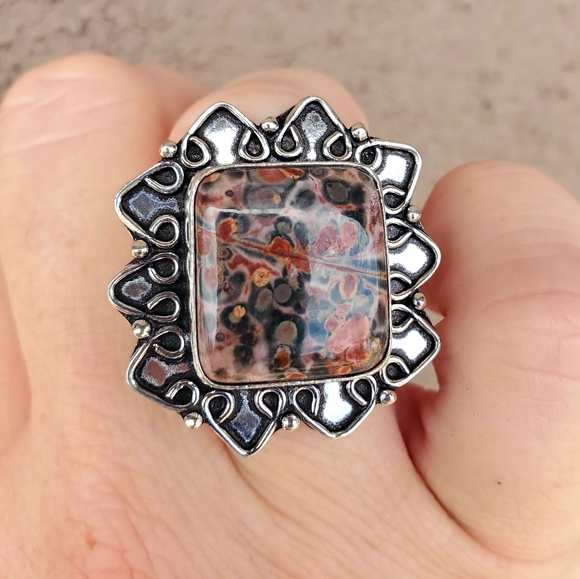 New Leopard Skin Jasper 925 Silver Ring. - Picture 9 of 16